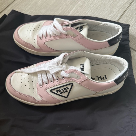 Prada Pink and White Sneakers Retro Design - Picture 1 of 5